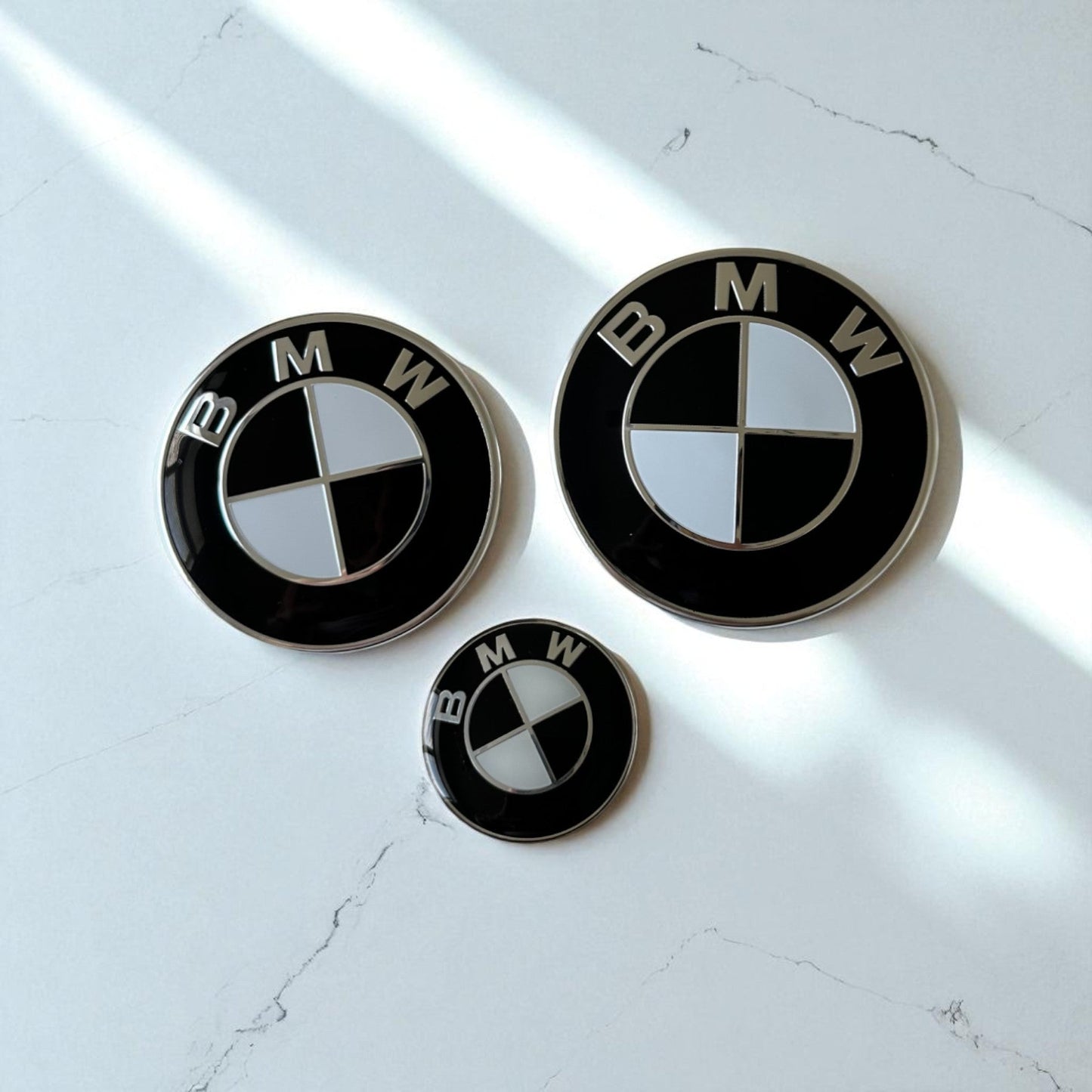 3Pcs BMW Emblem / Badge For Steering Wheel, Hood, Trunk-2