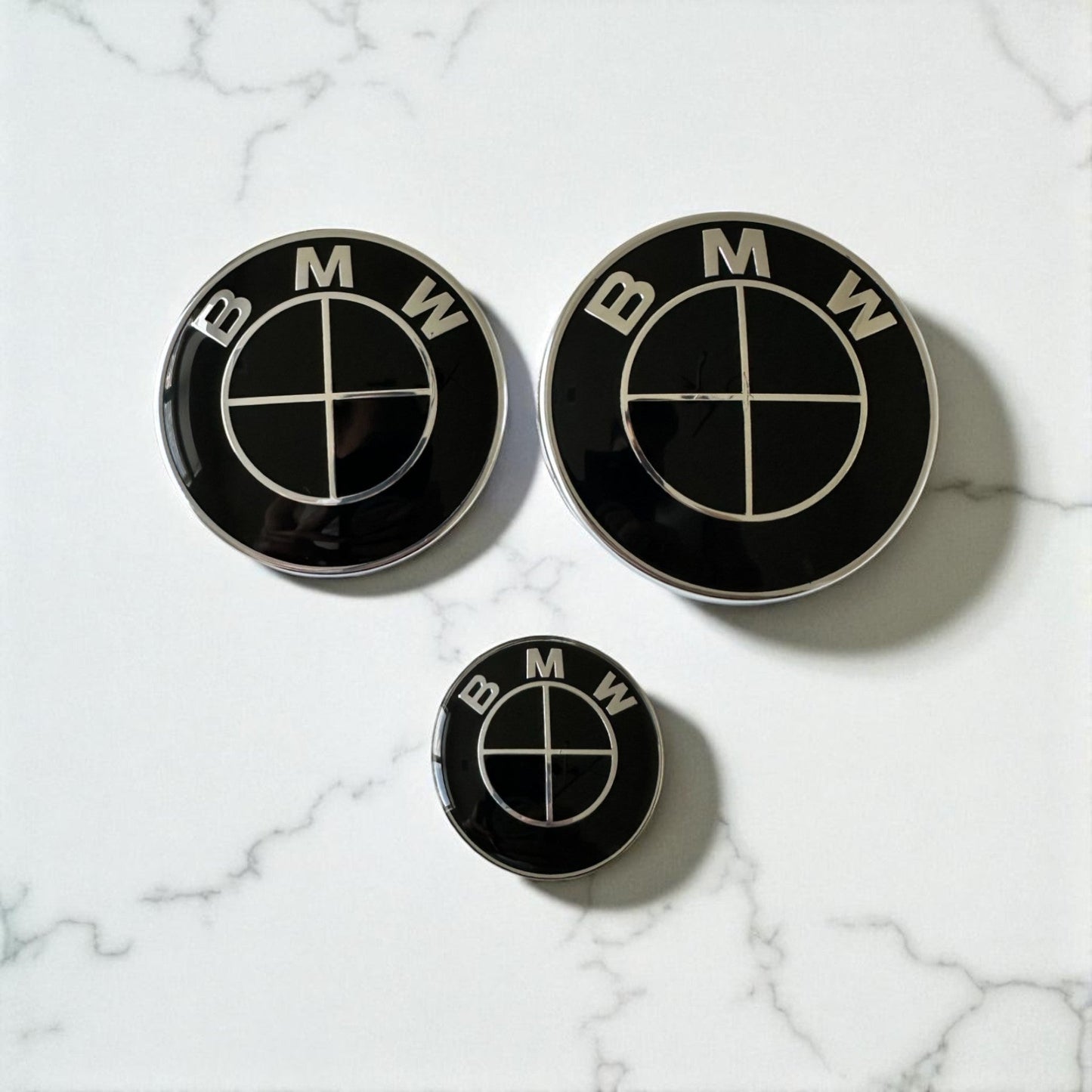 3Pcs BMW Emblem / Badge For Steering Wheel, Hood, Trunk-1