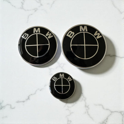3Pcs BMW Emblem / Badge For Steering Wheel, Hood, Trunk-1